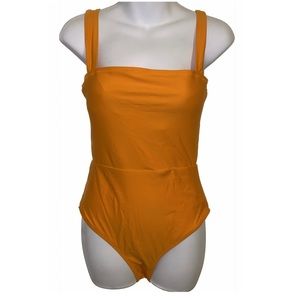 AERIE one piece orange cheeky open back swim suit 🆕 size medium